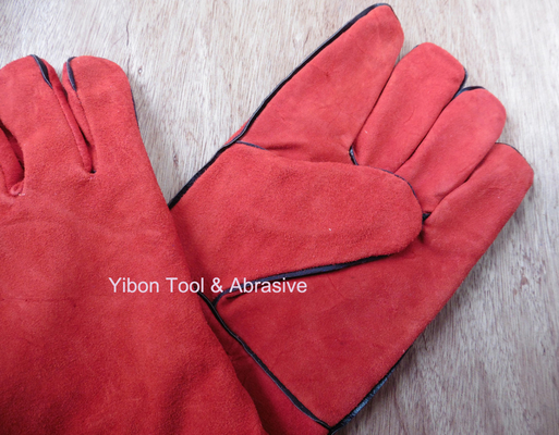 High quality 14&quot; Red color Cow Split Welding Gloves/Safety Gloves / Working Gloves