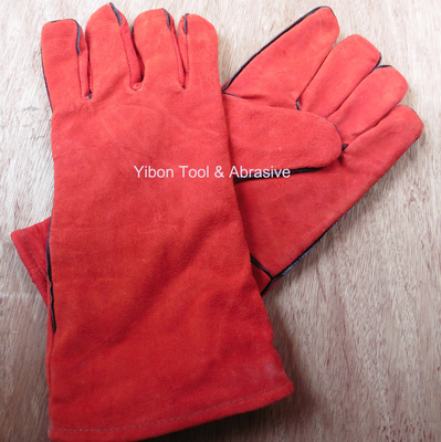 High quality 14&quot; Red color Cow Split Welding Gloves/Safety Gloves / Working Gloves