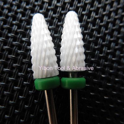 Flame Shape Green color 3/32" Shank Ceramic Nail Polishing bur for Art Manicure