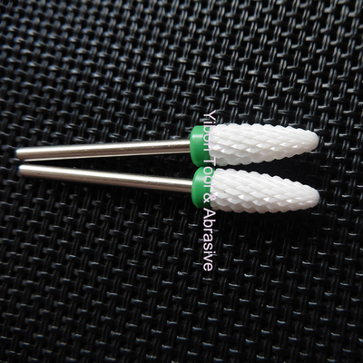 Flame Shape Green color 3/32" Shank Ceramic Nail Polishing bur for Art Manicure